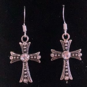 Silver cross earrings